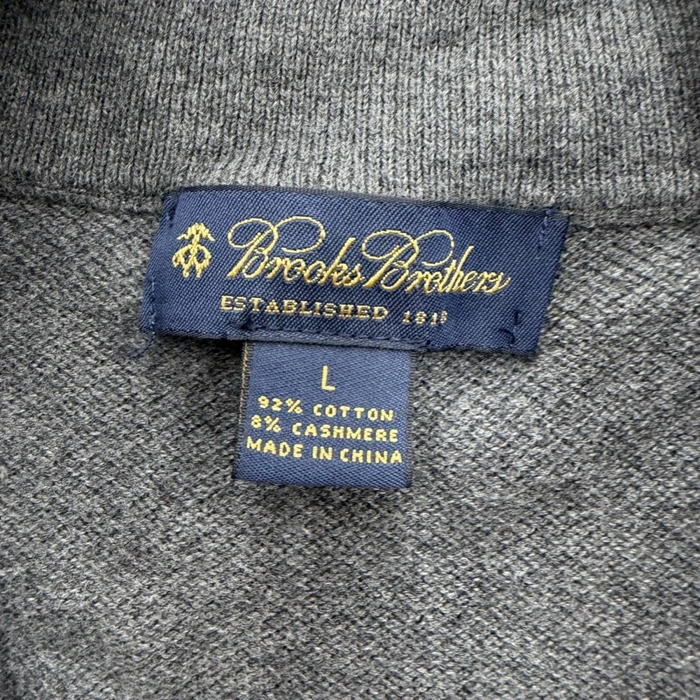 Brooks Brothers Mens Grey Cotton‎ Cashmere Quarter Zip Sweater Large Textured L